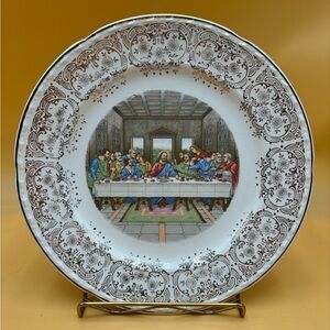 Last supper porcelain plate with gold trim, religious